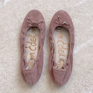 Well loved Sam Edelman pink suede ballet flats